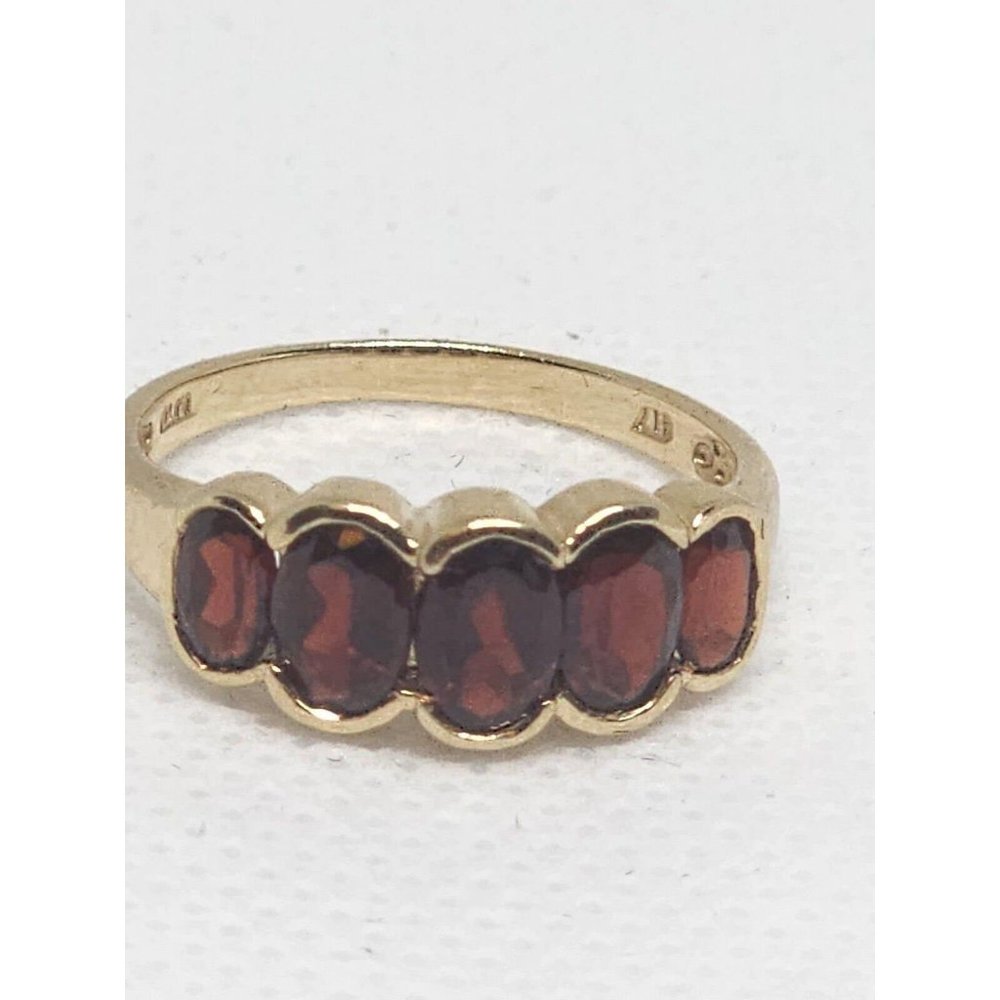 10K 417 YELLOW GOLD & GARNET RING MW SIZE 6 - Picture 9 of 9
